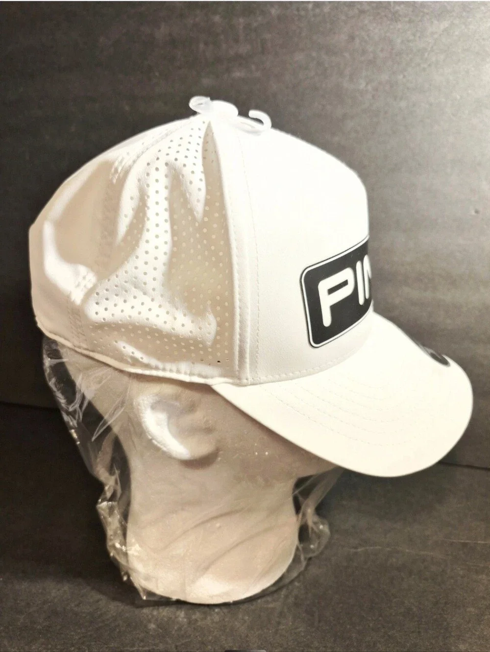 Ping Vented Delta Tour White Black Letters  Snapback Golf Hat Cap Please Read